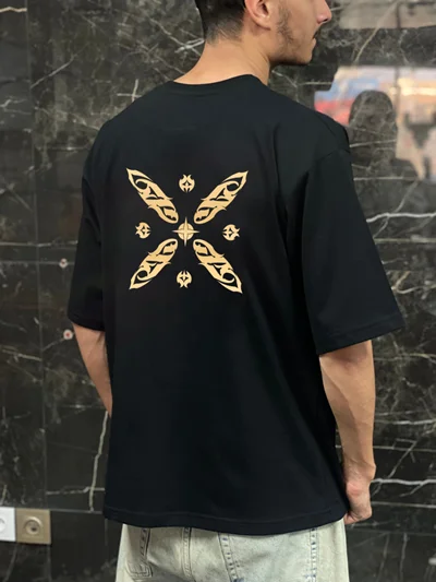 تیشرت باکسی 100 درصد نخ پنبه طرح اسلیمی درفش