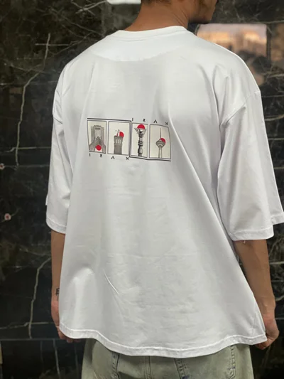 تیشرت باکسی 100 درصد نخ پنبه طرح ایران